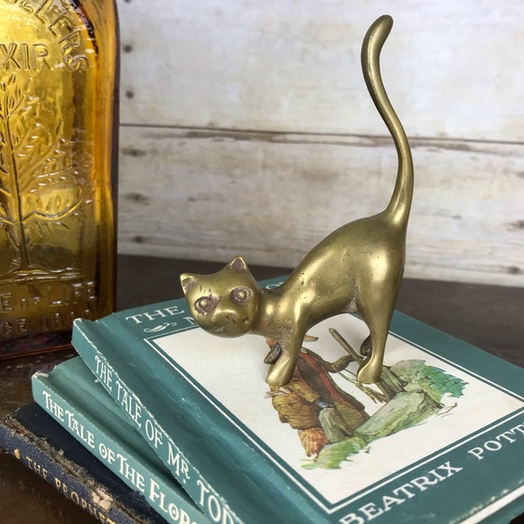 Vintage MidCentury Modern Brass Cat Ring Holder B5 - Picture 2 of 10